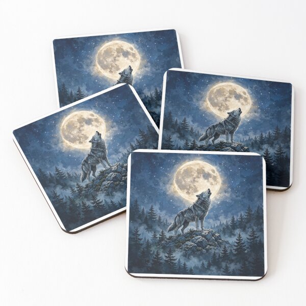 Item preview, Howling Wolf Full Moon Majestic Moonlight Art designed and sold by RobinHoodShirts.