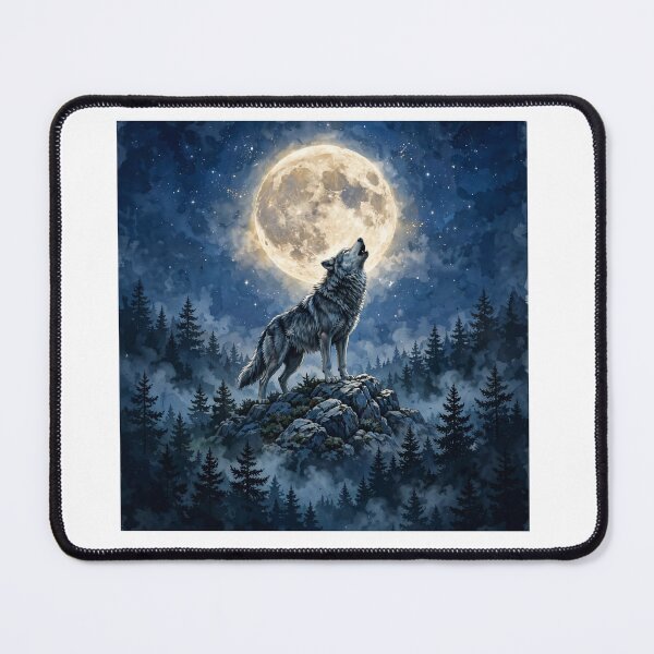 Item preview, Howling Wolf Full Moon Majestic Moonlight Art designed and sold by RobinHoodShirts.
