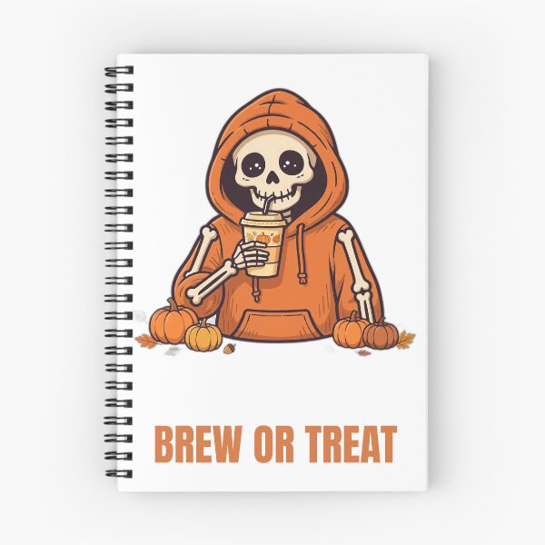 Item preview, Brew Or Treat Skeleton Coffee Halloween Pun designed and sold by RobinHoodShirts.