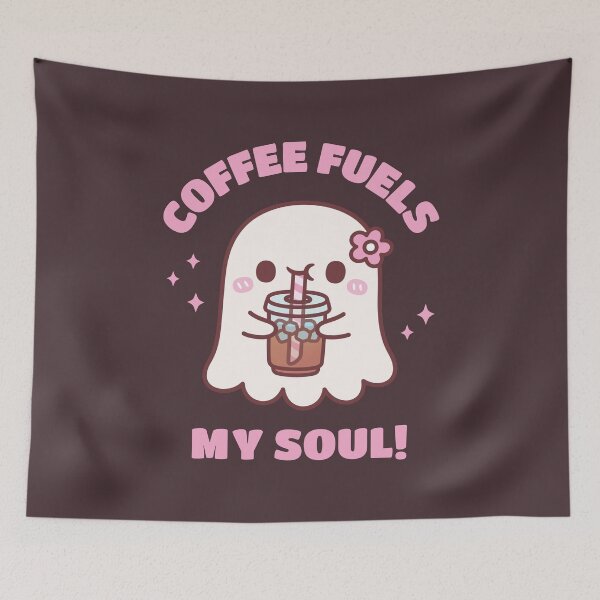 Item preview, Coffee Fuels My Soul Cute Ghost Drinks Iced Coffee designed and sold by rustydoodle.