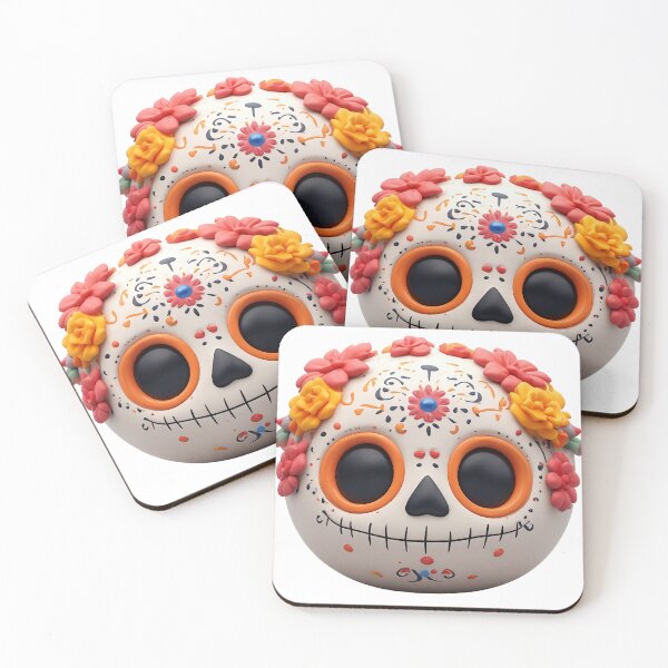Item preview, 3D Spherical Sugar Skull with Floral Crown Day of the Dead Graphic T-Shirt Design designed and sold by Burnt Cloth Tees.