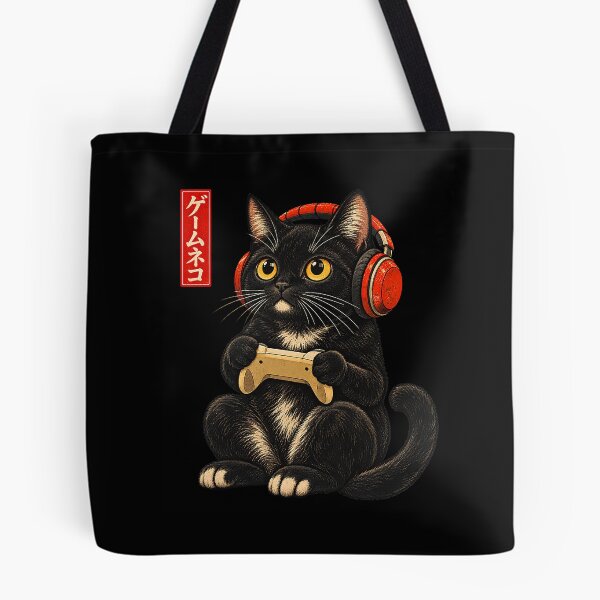 Item preview, Funny Gamer Cat Japanese Gaming Headphones designed and sold by clarabersetart.