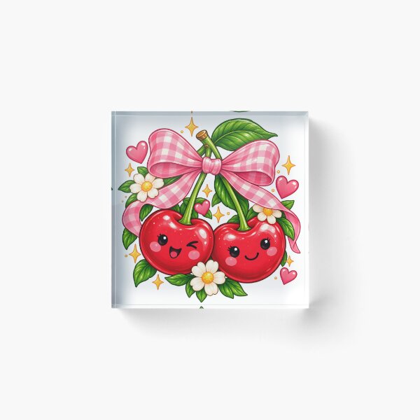 Item preview, Cute Kawaii Cherries with Pink Bow designed and sold by TinyWeird.