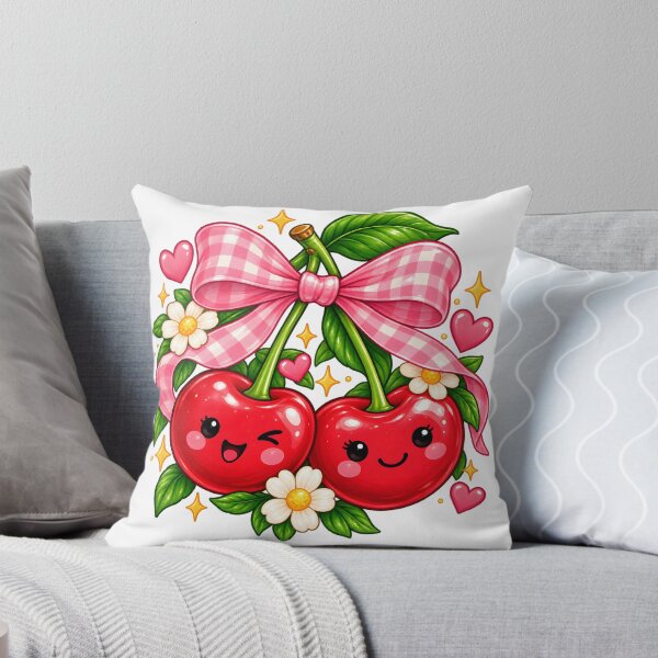 Item preview, Cute Kawaii Cherries with Pink Bow designed and sold by TinyWeird.