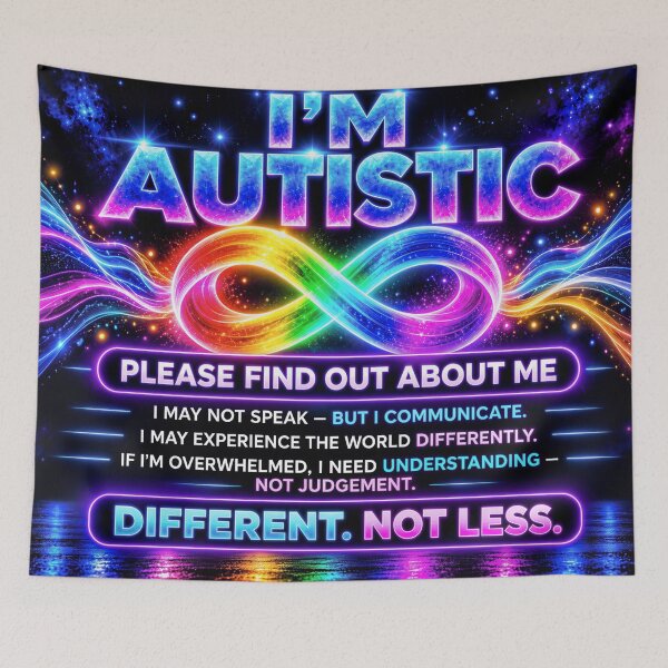 Item preview, Autism Acceptance – Different Not Less Rainbow Infinity designed and sold by DreamyWallVibes.