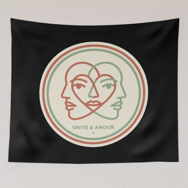 Item preview, Unité et Amour Minimalist French Quote Couple Line Art Graphic designed and sold by ModdiesColors.
