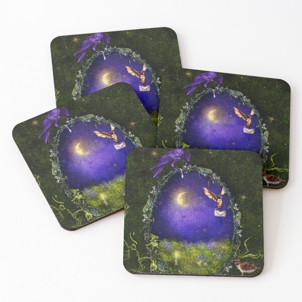 Item preview, The Portal: Faerie core Portal Midnight moonscape meadow with guardian raven   designed and sold by Monica Laipple.