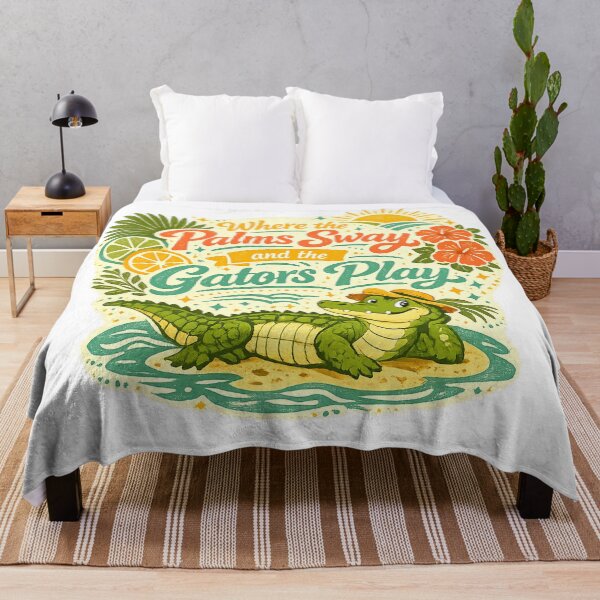 Item preview, Where the Palms Sway and the Gators Play Cute Florida Alligator Tropical Beach Design designed and sold by inkoutninja.