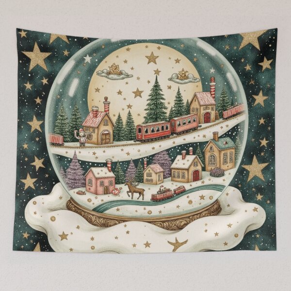 Item preview, Starlit Christmas Snow Globe Express designed and sold by Dream Bloom Gallery.