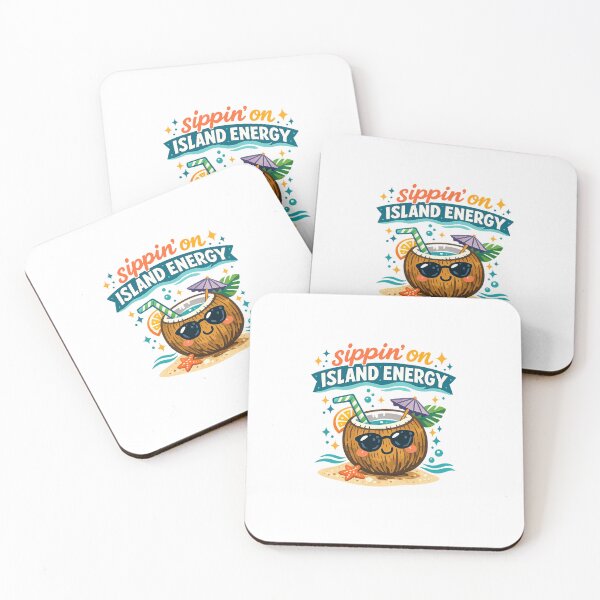 Item preview, Sippin on Island Energy Cute Coconut Cocktail Tropical Beach Design designed and sold by inkoutninja.