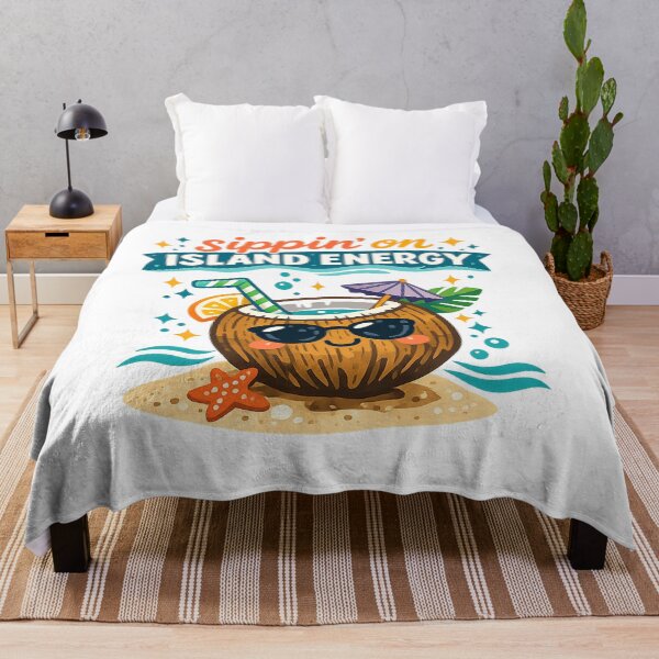 Item preview, Sippin on Island Energy Cute Coconut Cocktail Tropical Beach Design designed and sold by inkoutninja.