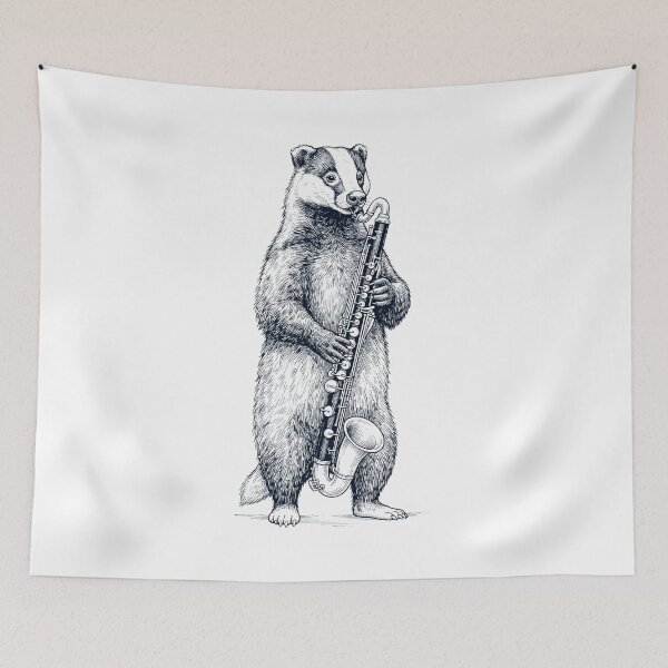 Item preview, Badger Playing Bass Clarinet Player Animal Music Lover designed and sold by dian-rody-crest.