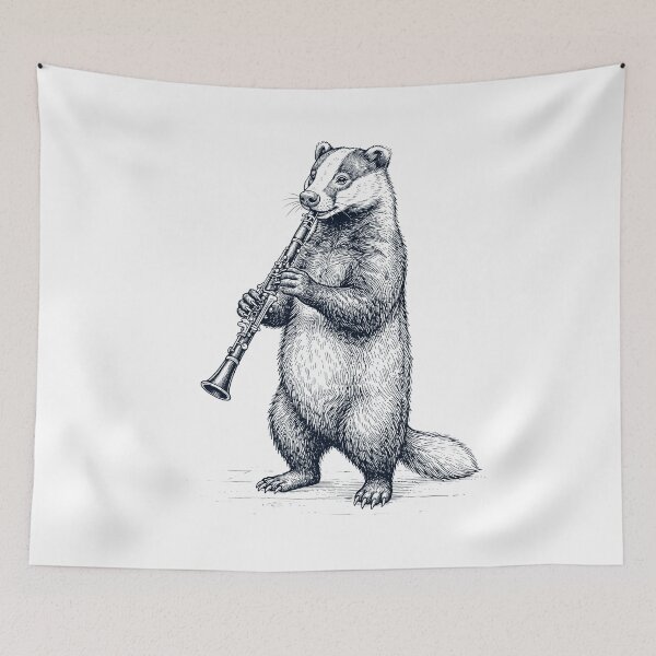 Item preview, Badger Playing Clarinet Player Animal Music Lover designed and sold by dian-rody-crest.