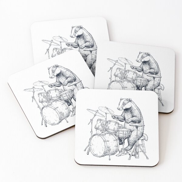Item preview, Badger Playing Drum Player Animal Music Lover designed and sold by dian-rody-crest.