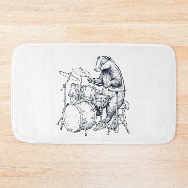 Item preview, Badger Playing Drum Player Animal Music Lover designed and sold by dian-rody-crest.