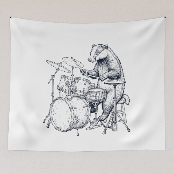 Item preview, Badger Playing Drum Player Animal Music Lover designed and sold by dian-rody-crest.