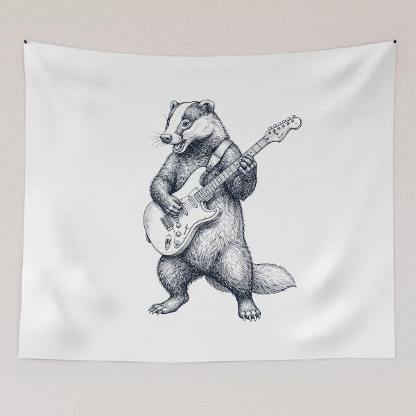 Item preview, Badger Playing Electric Guitar Player Animal Music Lover designed and sold by dian-rody-crest.