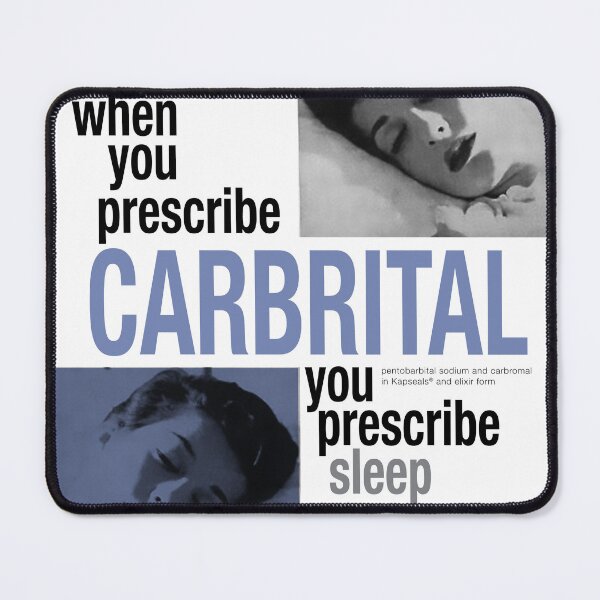 Item preview, Vintage Carbrital Sleep Advertisement – Retro Sedative Pharmaceutical Art designed and sold by PharmaOriginals.