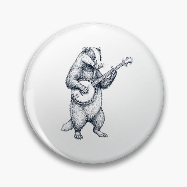 Aperçu de l'œuvre Blaireau jouant du banjo, amateur de musique animale créée et vendue par dian-rody-crest.