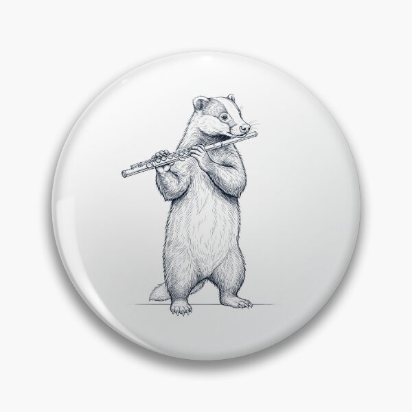 Item preview, Badger Playing Flute Player Animal Music Lover designed and sold by dian-rody-crest.