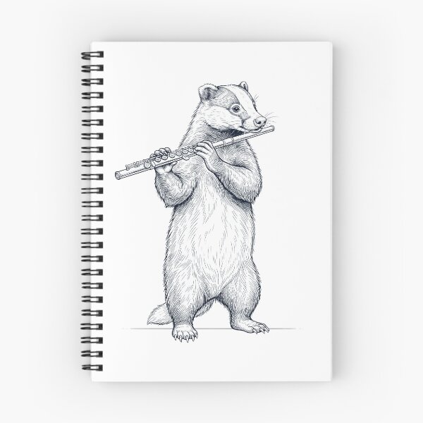 Item preview, Badger Playing Flute Player Animal Music Lover designed and sold by dian-rody-crest.