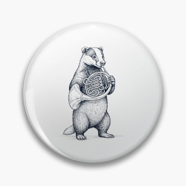 Aperçu de l'œuvre Blaireau jouant du cor d'harmonie, amoureux des animaux et de la musique créée et vendue par dian-rody-crest.