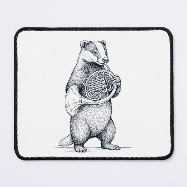 Item preview, Badger Playing French Horn Player Animal Music Lover designed and sold by dian-rody-crest.