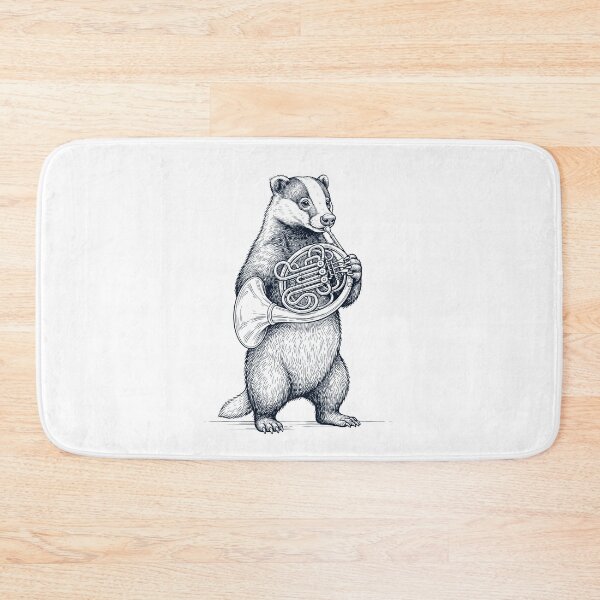 Item preview, Badger Playing French Horn Player Animal Music Lover designed and sold by dian-rody-crest.