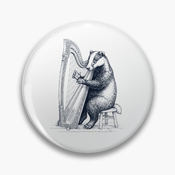 Item preview, Badger Playing Harp Player Animal Music Lover designed and sold by dian-rody-crest.