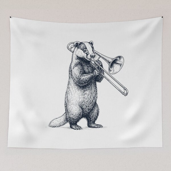 Item preview, Badger Playing Trombone Player Animal Music Lover designed and sold by dian-rody-crest.