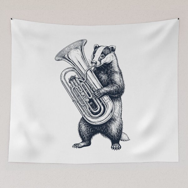 Item preview, Badger Playing Tuba Player Animal Music Lover designed and sold by dian-rody-crest.
