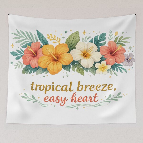 Item preview, Tropical Breeze Easy Heart Hibiscus Floral Watercolor Island Design designed and sold by inkoutninja.