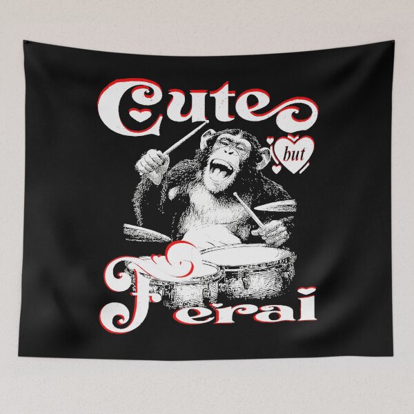Item preview, Chimpanzee Playing Drums Funny Animal Cute but Feral  designed and sold by MathiasFuchs.