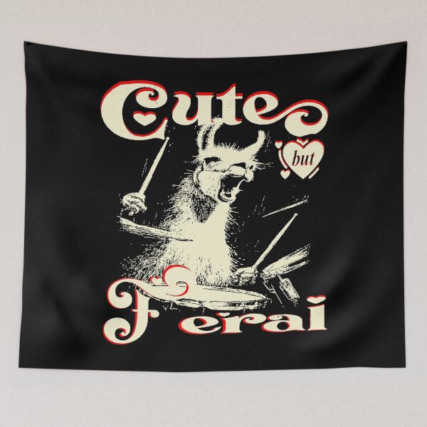 Item preview, Cute Llama Playing Drums Funny Music Animal Cute But Feral For Kids Men Women designed and sold by MathiasFuchs.