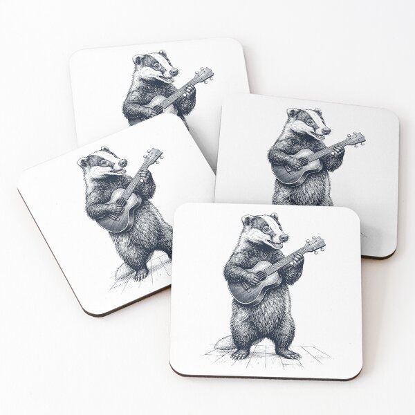 Item preview, Badger Playing Ukulele Player Animal Music Lover designed and sold by dian-rody-crest.