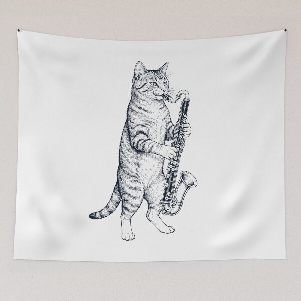 Item preview, Cat Playing Bass Clarinet Player Kitten Music Lover designed and sold by dian-rody-crest.