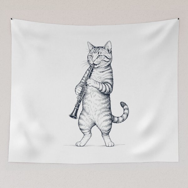 Item preview, Cat Playing Clarinet Player Kitten Music Lover designed and sold by dian-rody-crest.