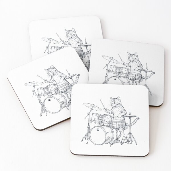 Item preview, Cat Playing Drum Player Kitten Music Lover designed and sold by dian-rody-crest.
