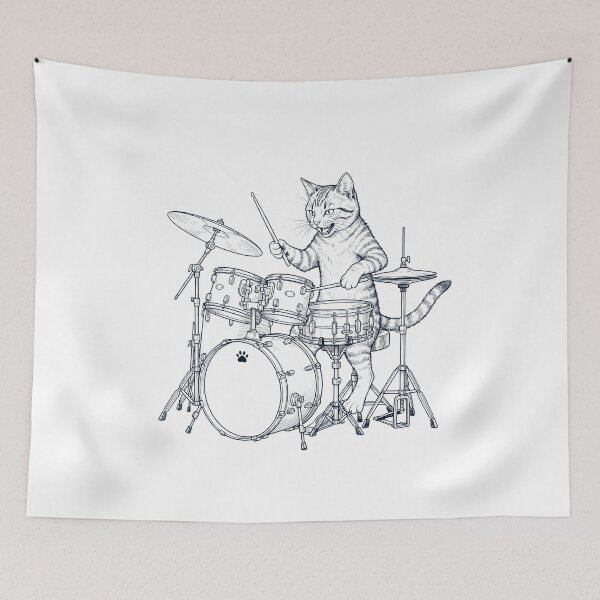 Item preview, Cat Playing Drum Player Kitten Music Lover designed and sold by dian-rody-crest.
