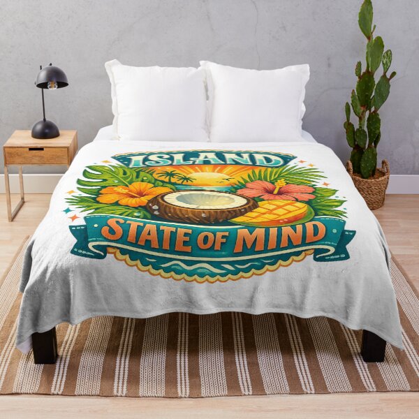 Item preview, Island State of Mind Tropical Coconut Mango Sunset Beach Design designed and sold by inkoutninja.
