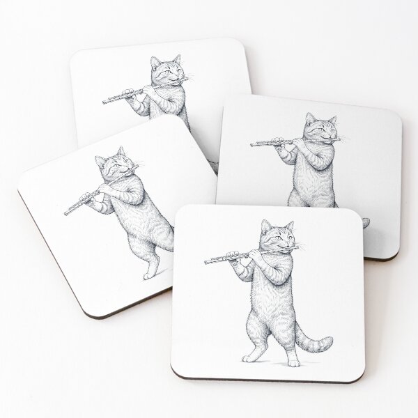 Item preview, Cat Playing Flute Player Kitten Music Lover designed and sold by dian-rody-crest.