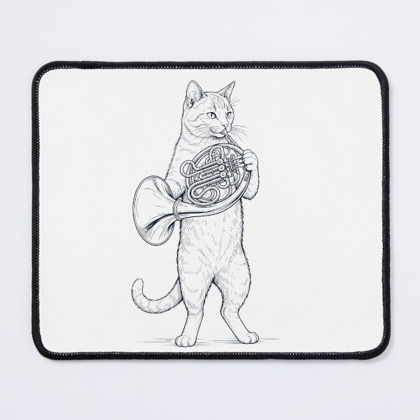 Item preview, Cat Playing French Horn Player Kitten Music Lover designed and sold by dian-rody-crest.