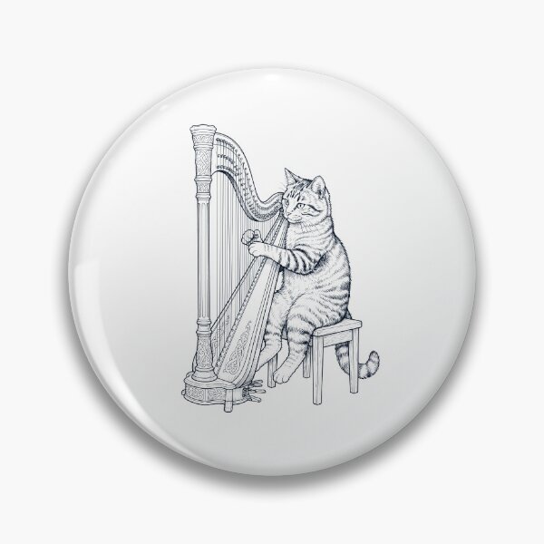 Item preview, Cat Playing Harp Player Kitten Music Lover designed and sold by dian-rody-crest.
