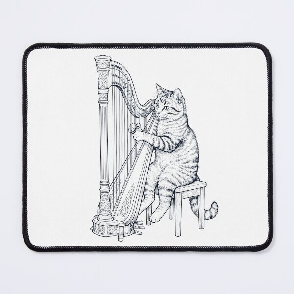Item preview, Cat Playing Harp Player Kitten Music Lover designed and sold by dian-rody-crest.