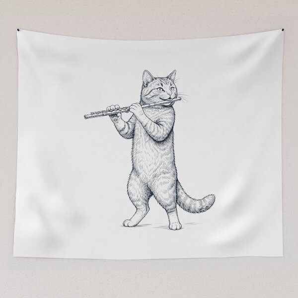 Item preview, Cat Playing Flute Player Kitten Music Lover designed and sold by dian-rody-crest.