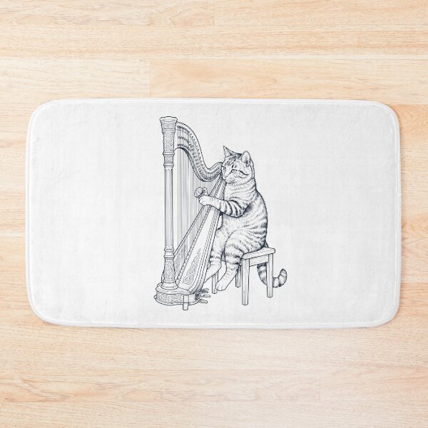 Item preview, Cat Playing Harp Player Kitten Music Lover designed and sold by dian-rody-crest.