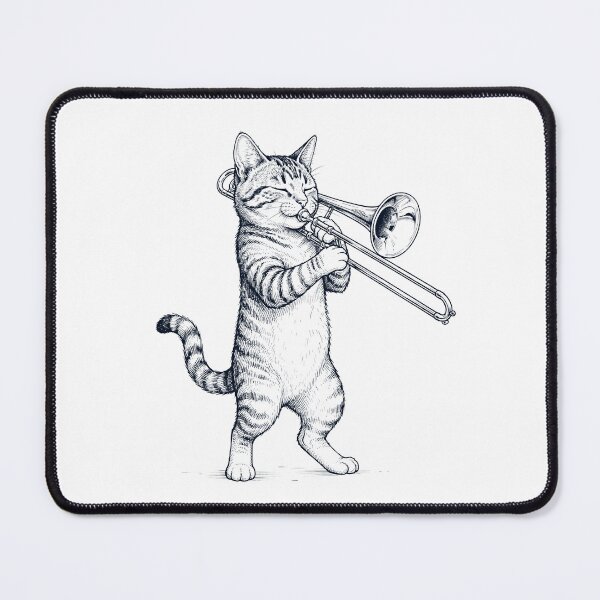 Item preview, Cat Playing Trombone Player Kitten Music Lover designed and sold by dian-rody-crest.