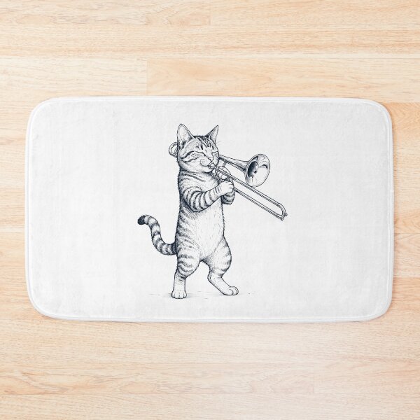 Item preview, Cat Playing Trombone Player Kitten Music Lover designed and sold by dian-rody-crest.