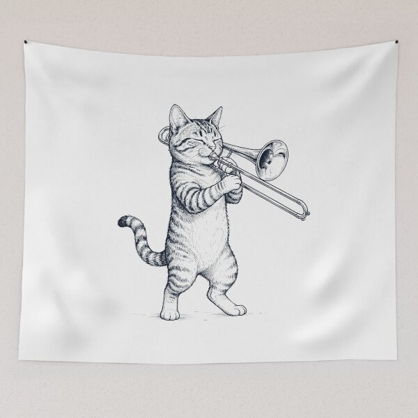 Item preview, Cat Playing Trombone Player Kitten Music Lover designed and sold by dian-rody-crest.