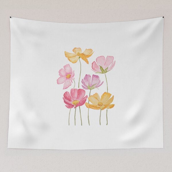 Aperçu de l'œuvre Fleurs de cosmos colorées peintes à la main créée et vendue par DreylaryAylima.